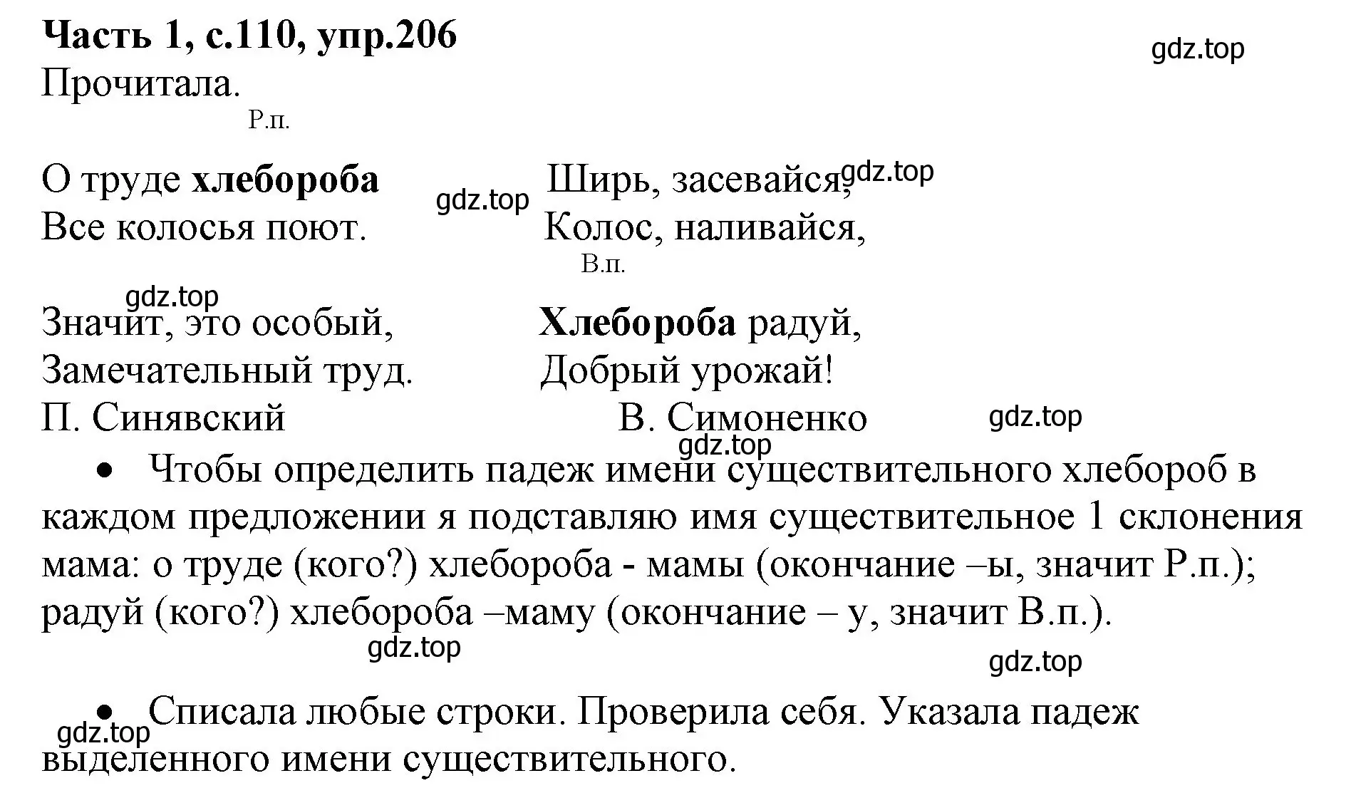 Решение номер 206 (страница 110) гдз по русскому языку 4 класс Канакина, Горецкий, учебник 1 часть