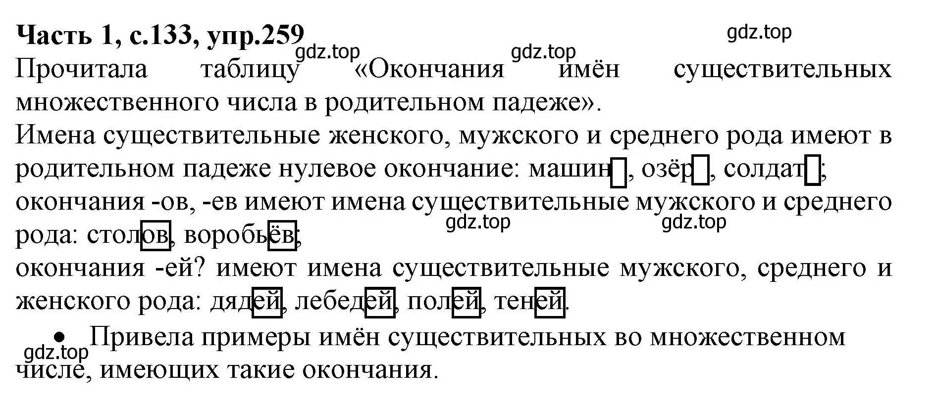 Решение номер 259 (страница 133) гдз по русскому языку 4 класс Канакина, Горецкий, учебник 1 часть