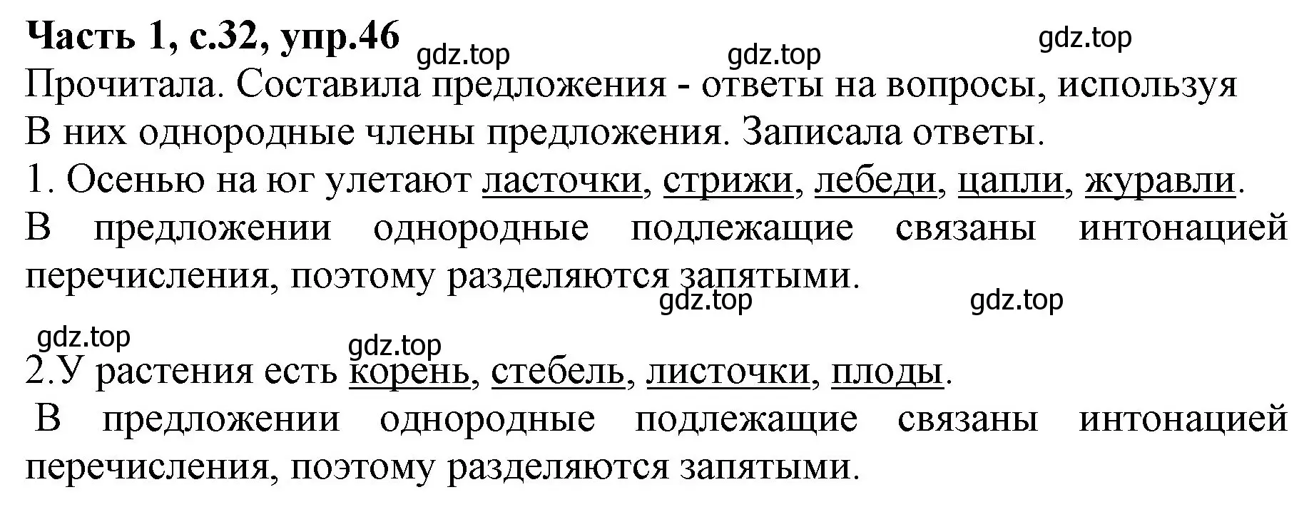 Решение номер 46 (страница 32) гдз по русскому языку 4 класс Канакина, Горецкий, учебник 1 часть