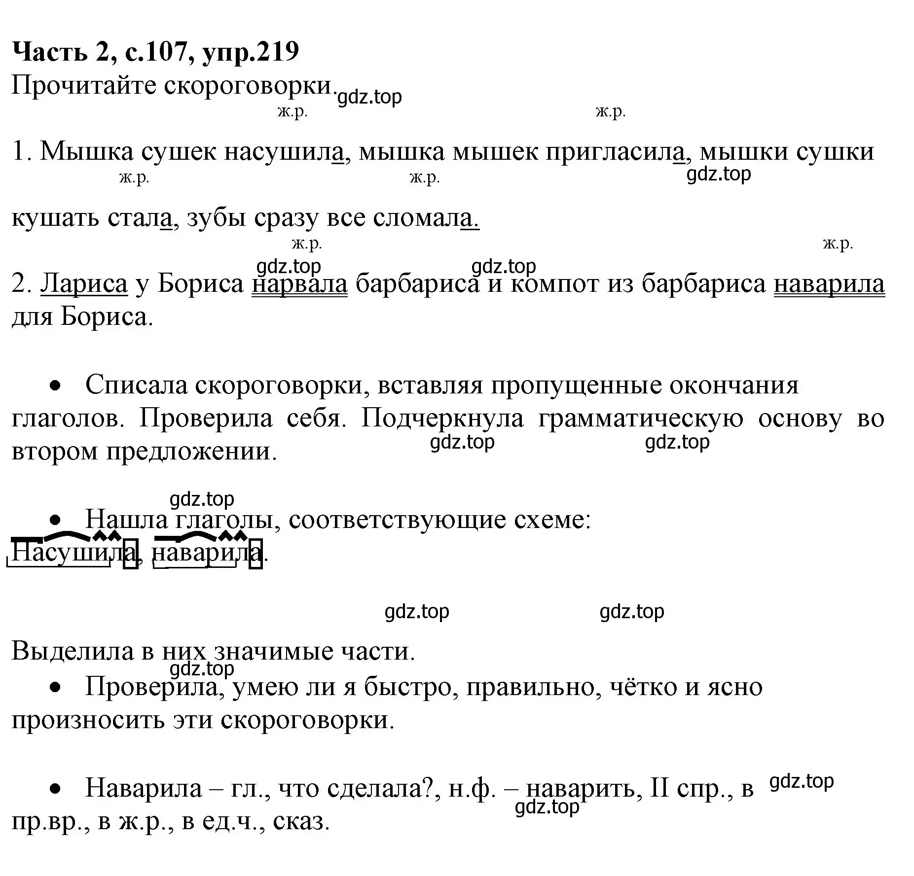 Решение номер 219 (страница 107) гдз по русскому языку 4 класс Канакина, Горецкий, учебник 2 часть