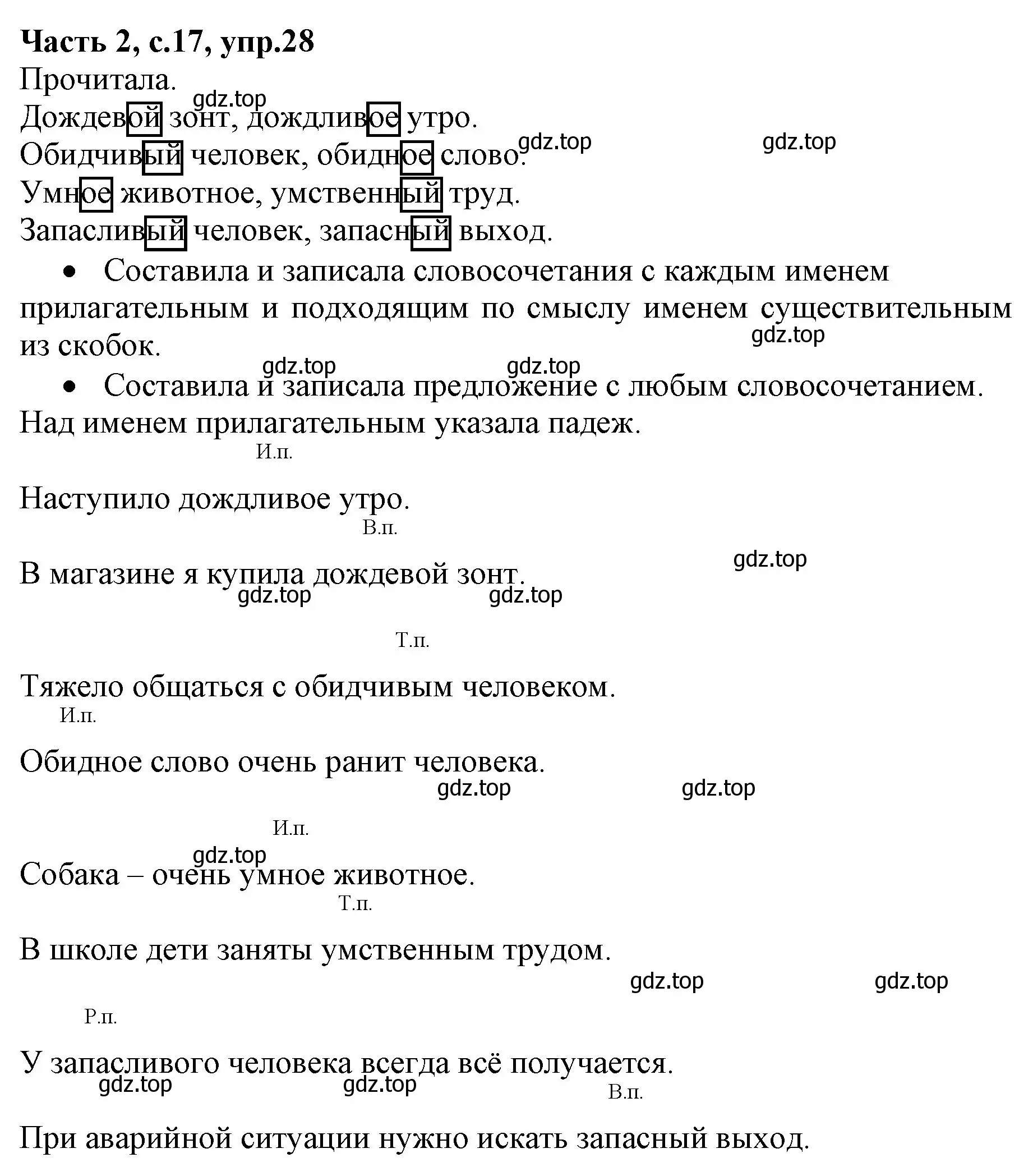 Решение номер 28 (страница 17) гдз по русскому языку 4 класс Канакина, Горецкий, учебник 2 часть