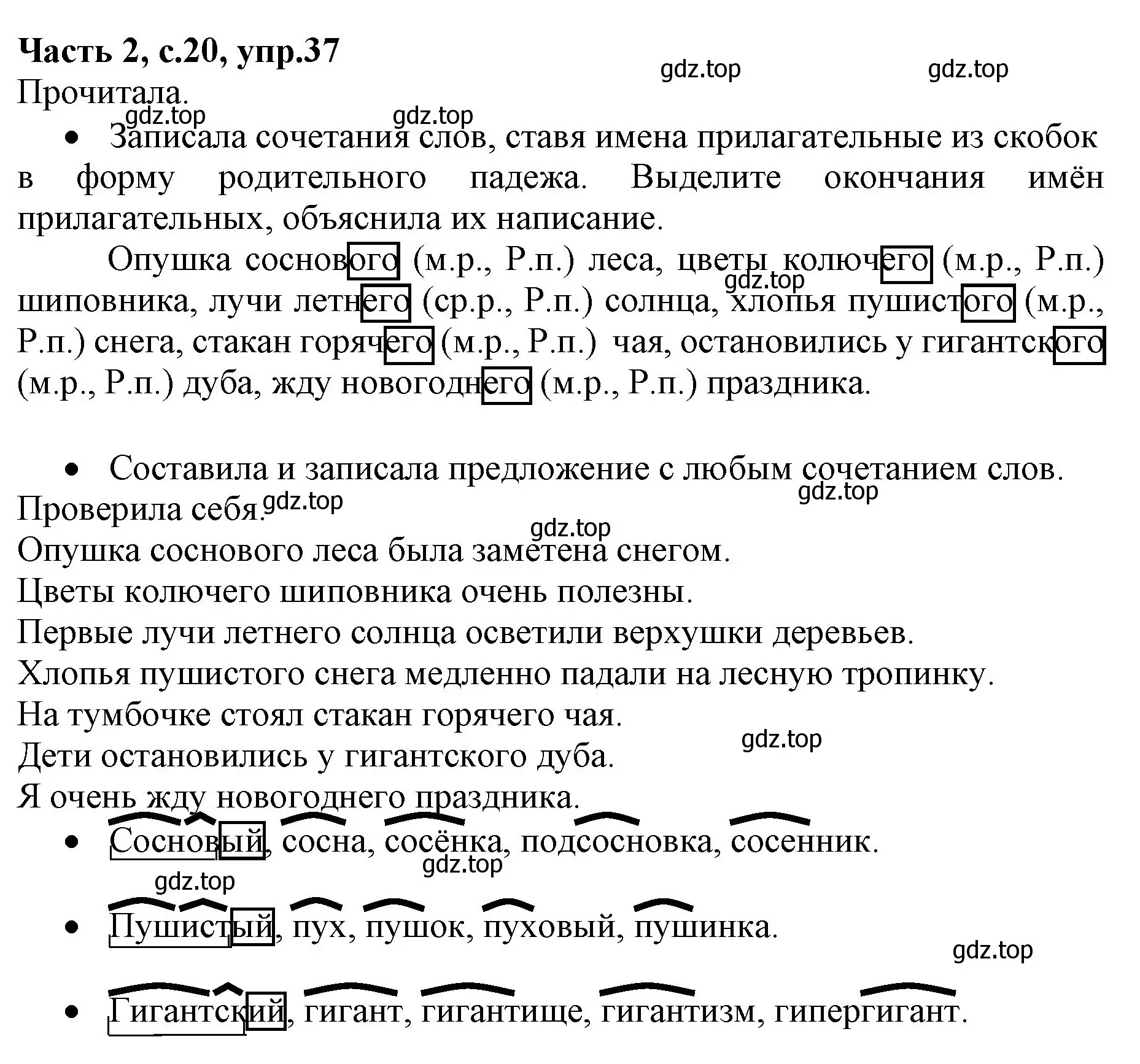 Решение номер 37 (страница 20) гдз по русскому языку 4 класс Канакина, Горецкий, учебник 2 часть