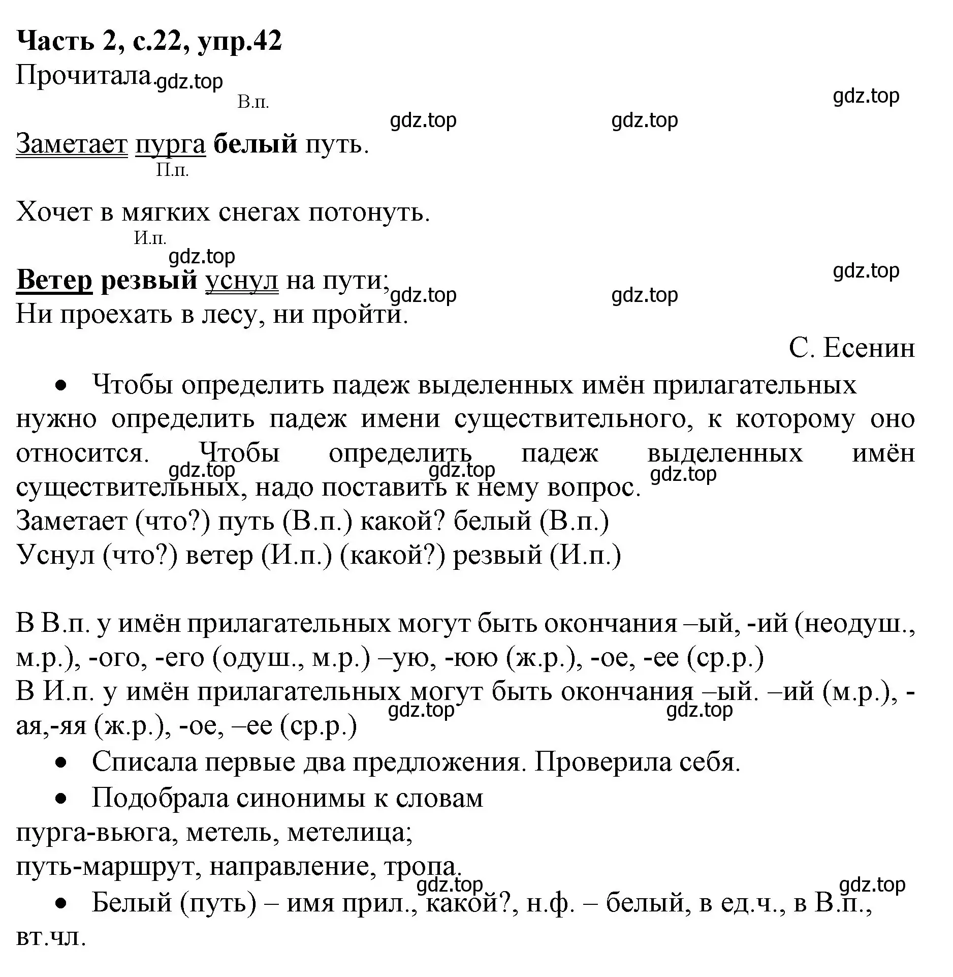 Решение номер 42 (страница 22) гдз по русскому языку 4 класс Канакина, Горецкий, учебник 2 часть