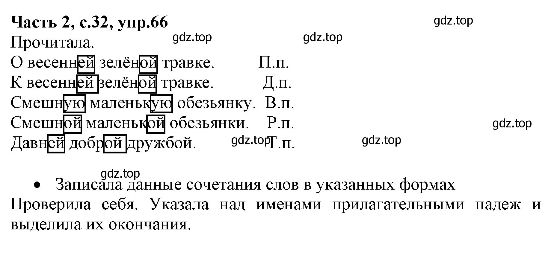 Решение номер 66 (страница 32) гдз по русскому языку 4 класс Канакина, Горецкий, учебник 2 часть