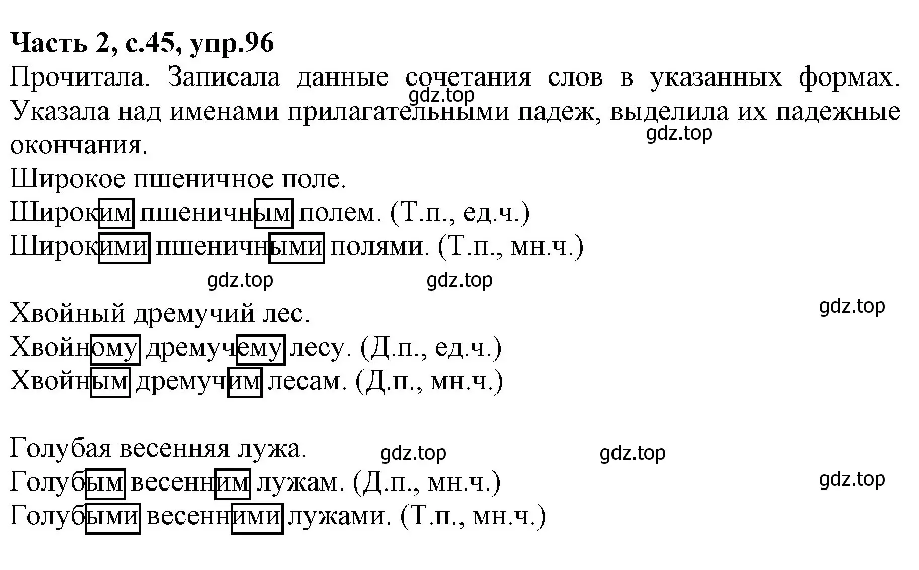 Решение номер 96 (страница 45) гдз по русскому языку 4 класс Канакина, Горецкий, учебник 2 часть