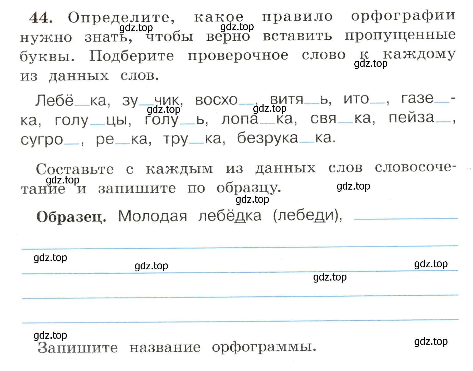 Условие номер 44 (страница 31) гдз по русскому языку 4 класс Климанова, Бабушкина, рабочая тетрадь 1 часть