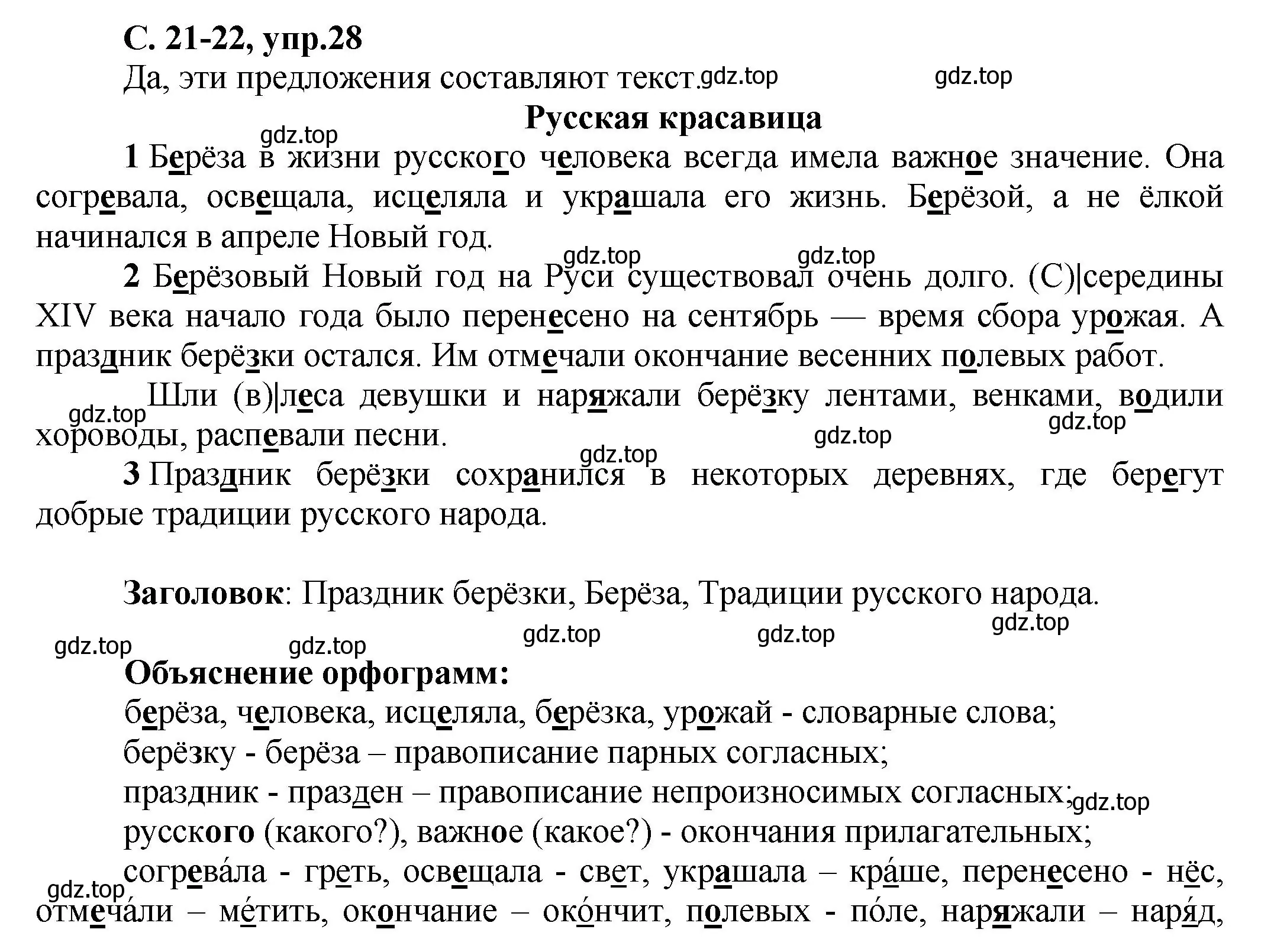 Решение номер 28 (страница 21) гдз по русскому языку 4 класс Климанова, Бабушкина, рабочая тетрадь 1 часть