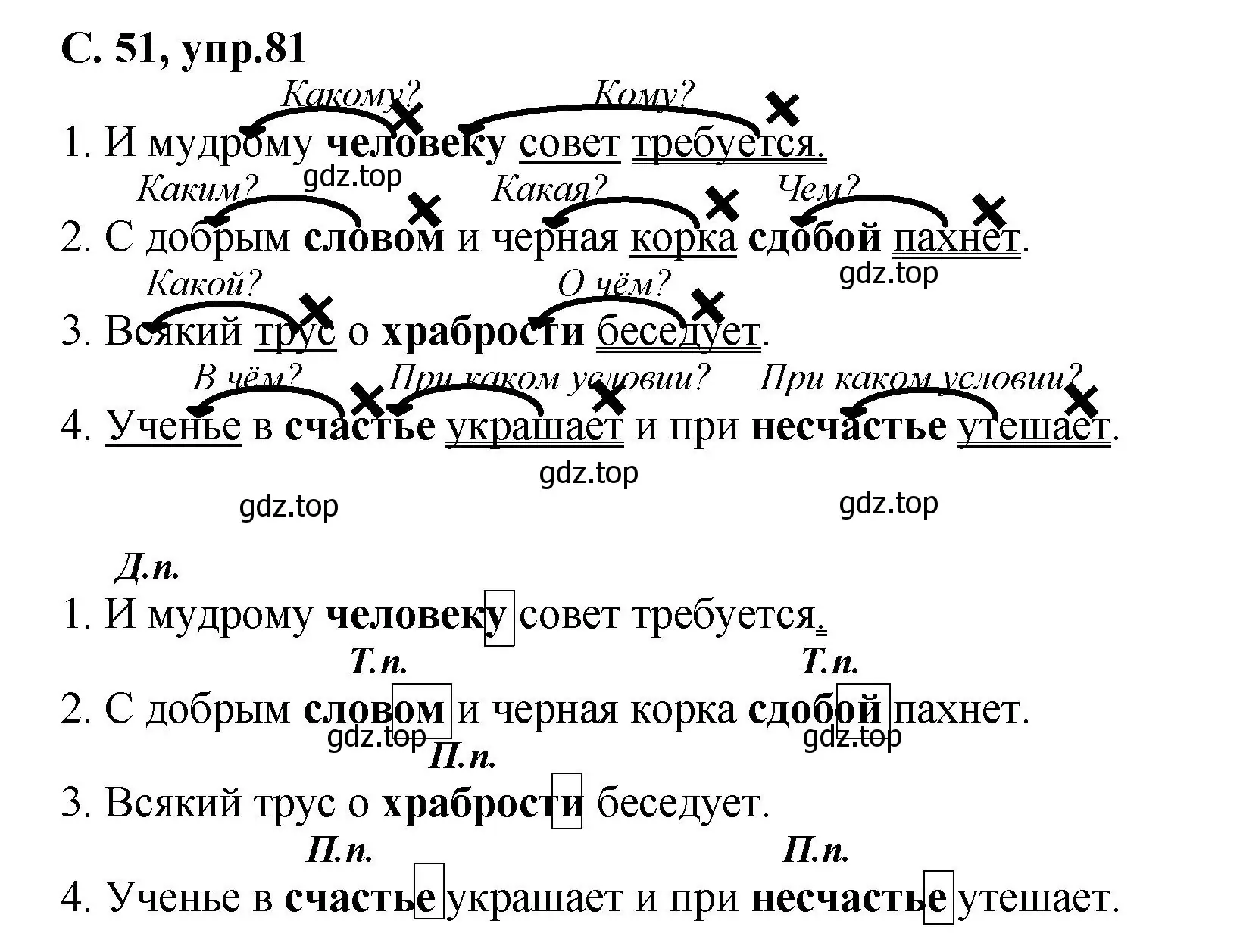 Решение номер 81 (страница 51) гдз по русскому языку 4 класс Климанова, Бабушкина, рабочая тетрадь 1 часть