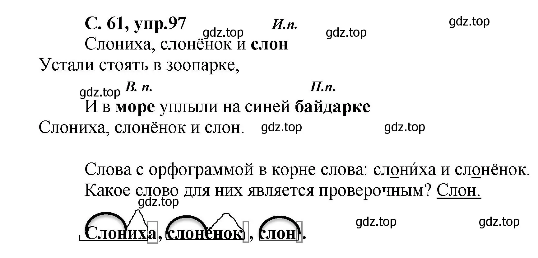 Решение номер 97 (страница 61) гдз по русскому языку 4 класс Климанова, Бабушкина, рабочая тетрадь 1 часть