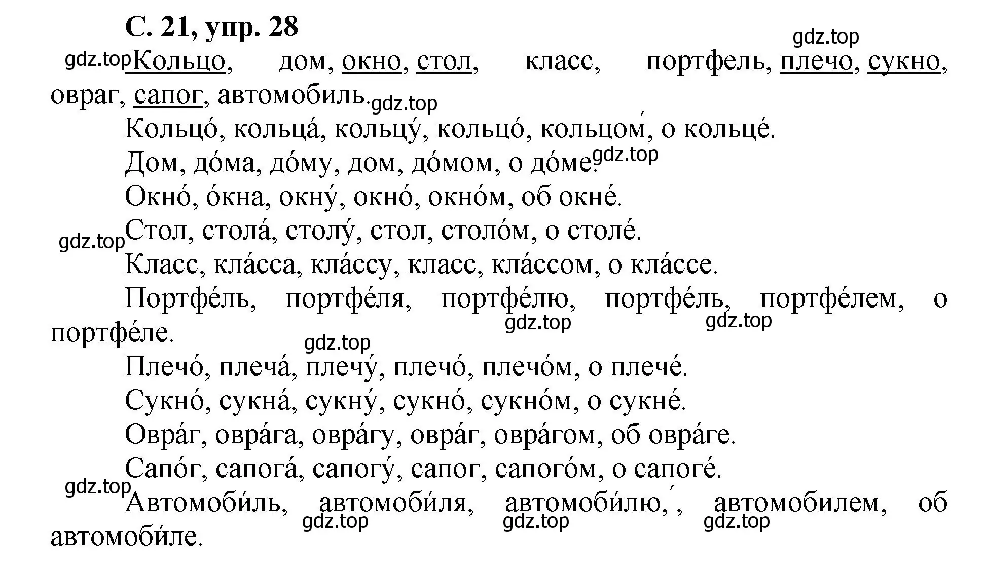 Решение номер 28 (страница 21) гдз по русскому языку 4 класс Климанова, Бабушкина, рабочая тетрадь 2 часть