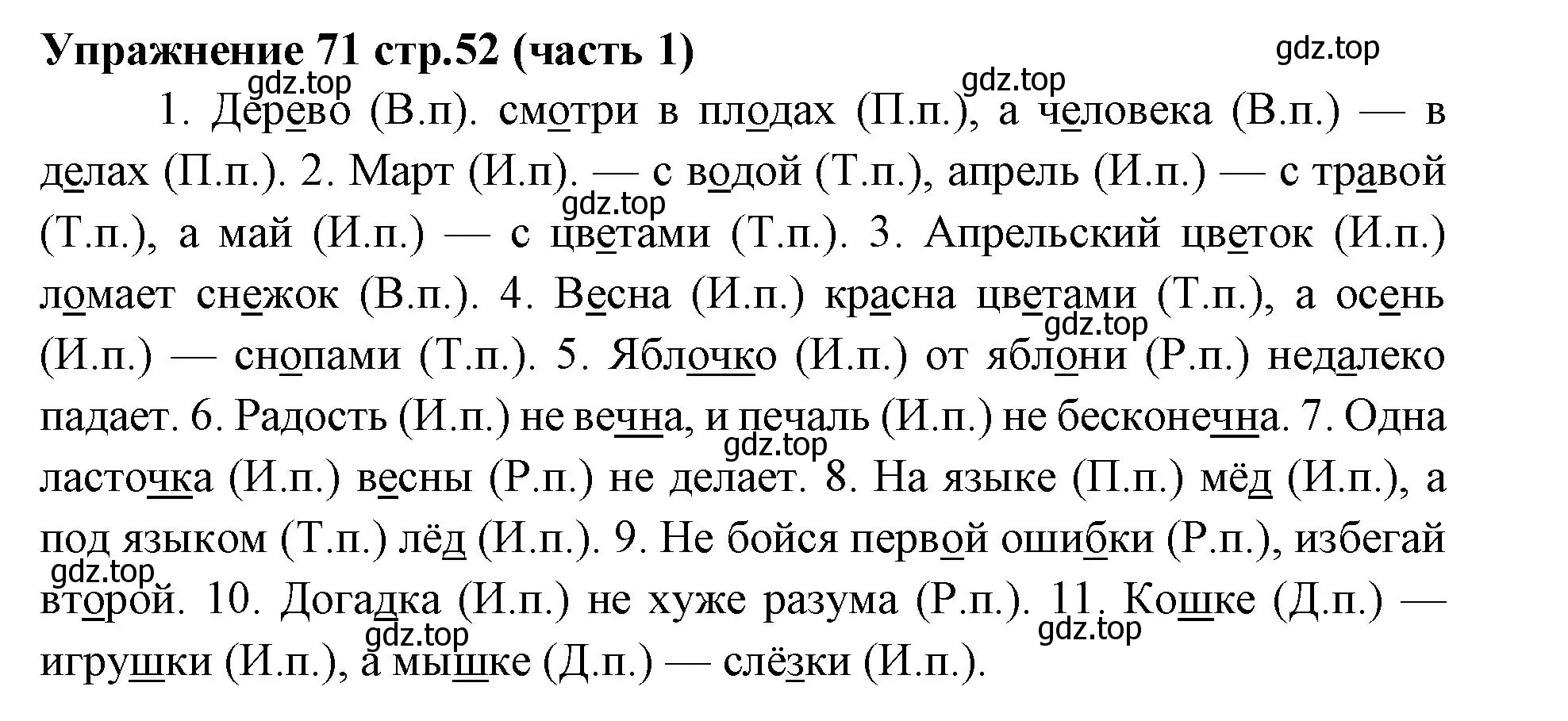 Решение номер 71 (страница 52) гдз по русскому языку 4 класс Климанова, Бабушкина, учебник 1 часть