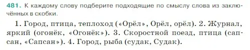 Условие Номер 481 (страница 18) гдз по русскому языку 5 класс Ладыженская, Баранов, учебник 2 часть