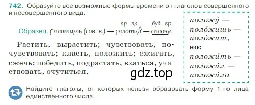 Условие Номер 742 (страница 126) гдз по русскому языку 5 класс Ладыженская, Баранов, учебник 2 часть