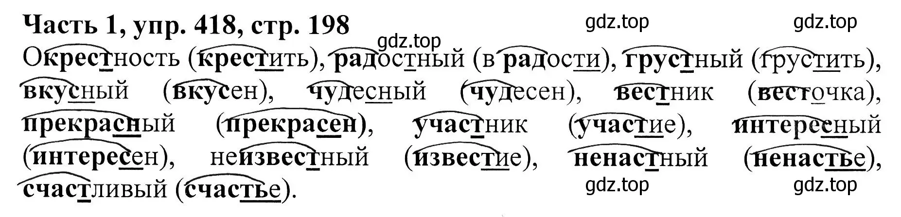 Решение Номер 418 (страница 198) гдз по русскому языку 5 класс Ладыженская, Баранов, учебник 1 часть