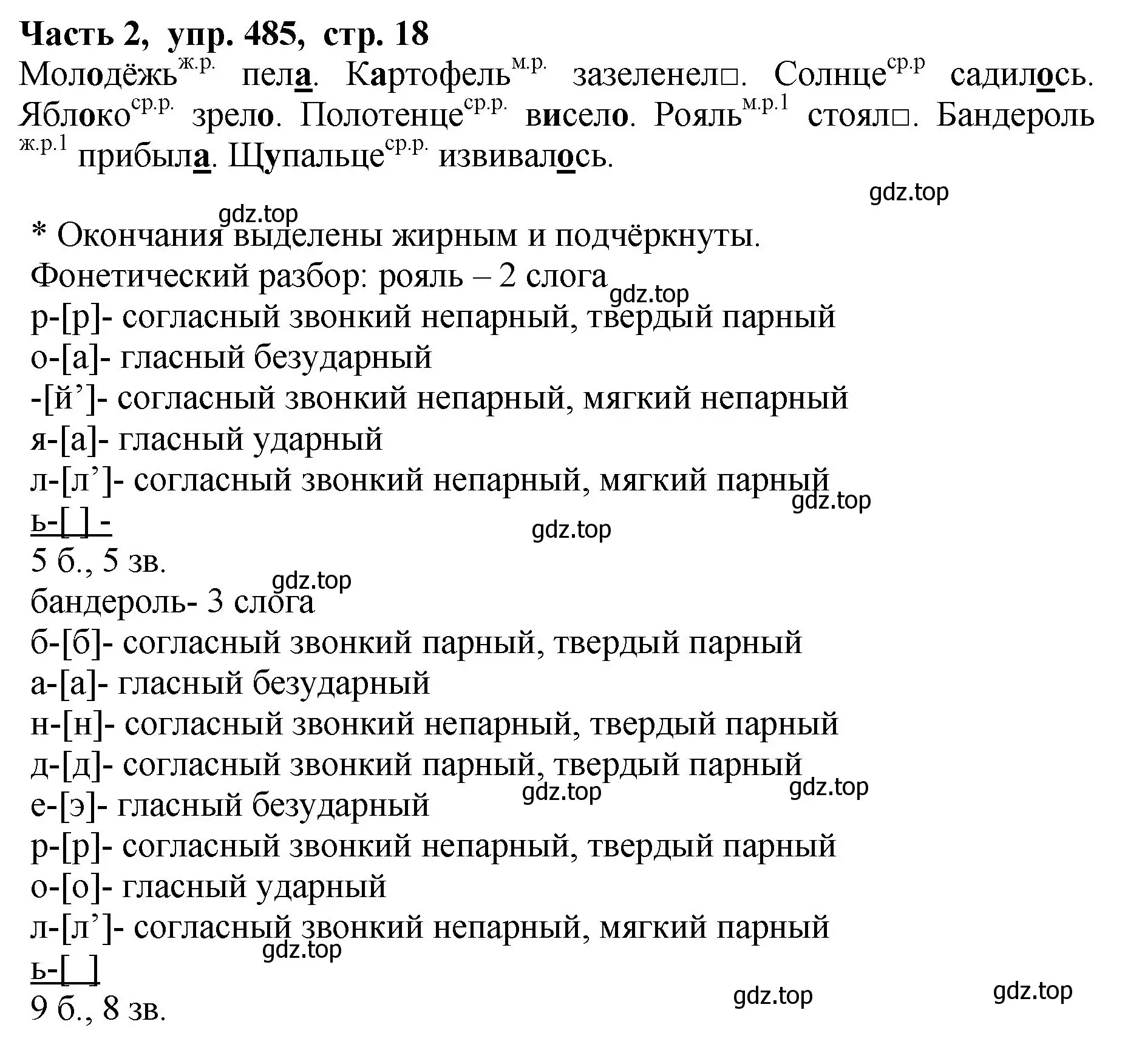 Решение Номер 485 (страница 18) гдз по русскому языку 5 класс Ладыженская, Баранов, учебник 2 часть