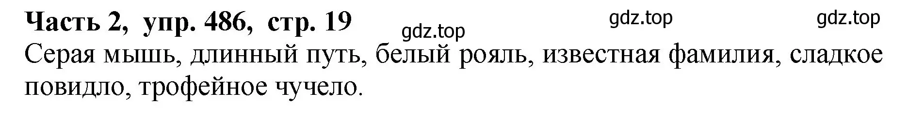 Решение Номер 486 (страница 19) гдз по русскому языку 5 класс Ладыженская, Баранов, учебник 2 часть