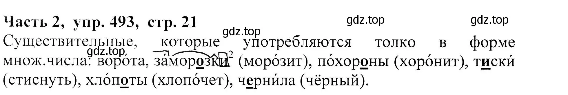 Решение Номер 493 (страница 21) гдз по русскому языку 5 класс Ладыженская, Баранов, учебник 2 часть