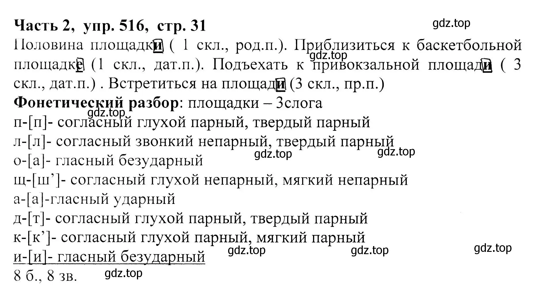 Решение Номер 516 (страница 31) гдз по русскому языку 5 класс Ладыженская, Баранов, учебник 2 часть