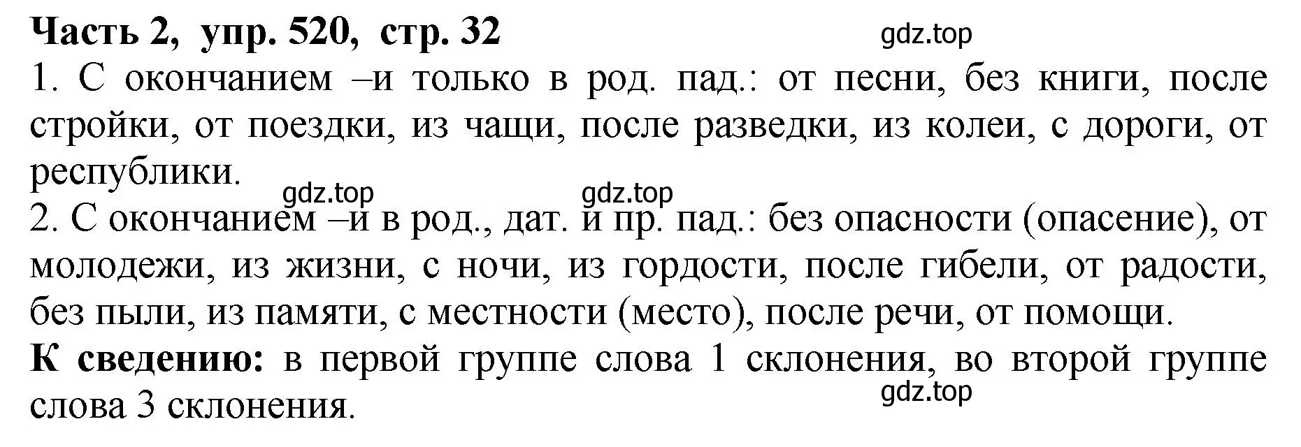 Решение Номер 520 (страница 32) гдз по русскому языку 5 класс Ладыженская, Баранов, учебник 2 часть