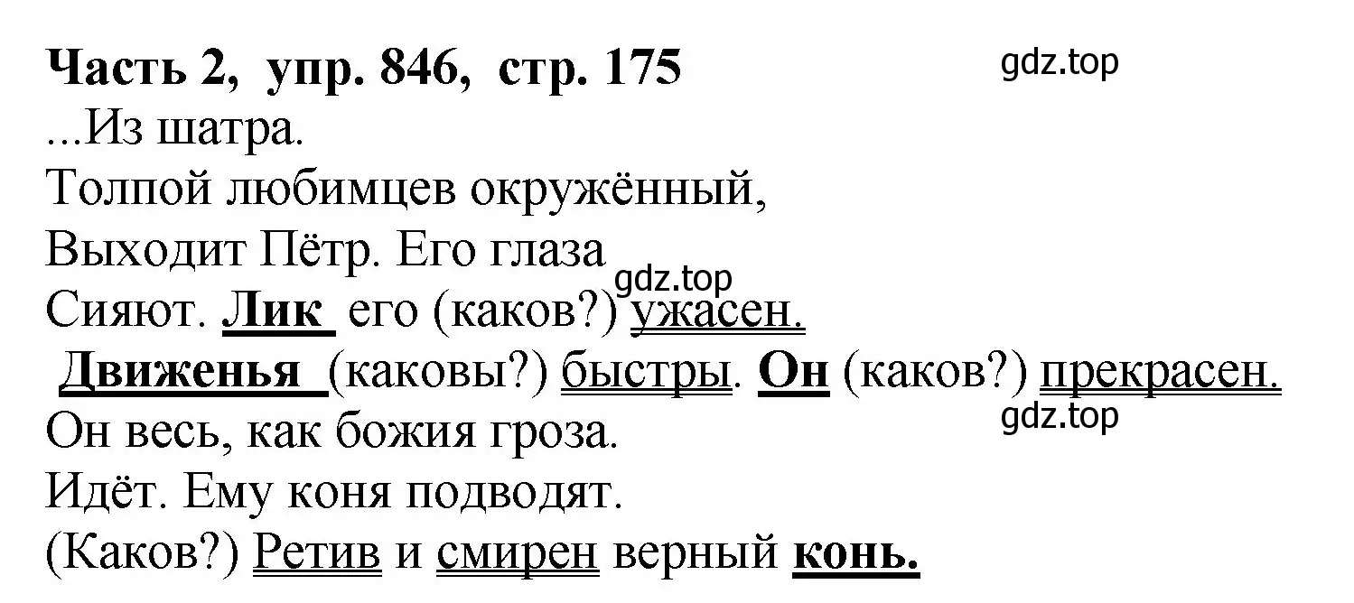 Решение Номер 846 (страница 175) гдз по русскому языку 5 класс Ладыженская, Баранов, учебник 2 часть