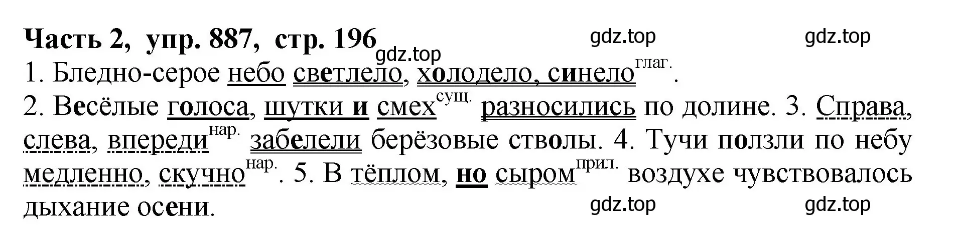 Решение Номер 887 (страница 196) гдз по русскому языку 5 класс Ладыженская, Баранов, учебник 2 часть