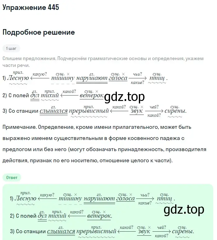 Решение номер 445 (страница 28) гдз по русскому языку 5 класс Разумовская, Львова, учебник 2 часть
