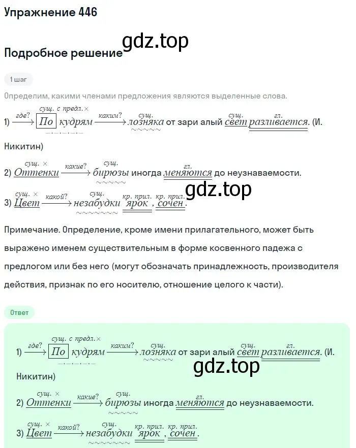 Решение номер 446 (страница 28) гдз по русскому языку 5 класс Разумовская, Львова, учебник 2 часть