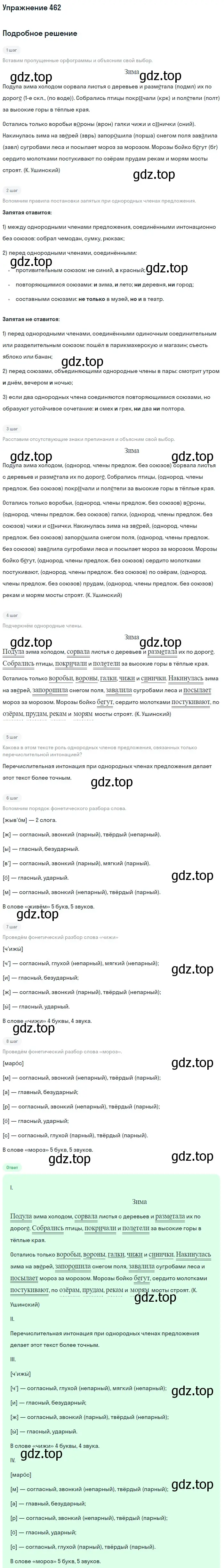 Решение номер 462 (страница 33) гдз по русскому языку 5 класс Разумовская, Львова, учебник 2 часть