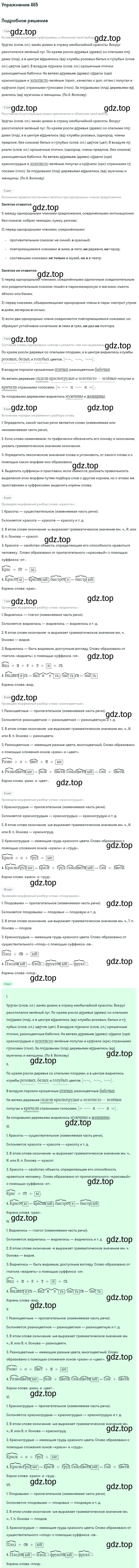 Решение номер 465 (страница 34) гдз по русскому языку 5 класс Разумовская, Львова, учебник 2 часть