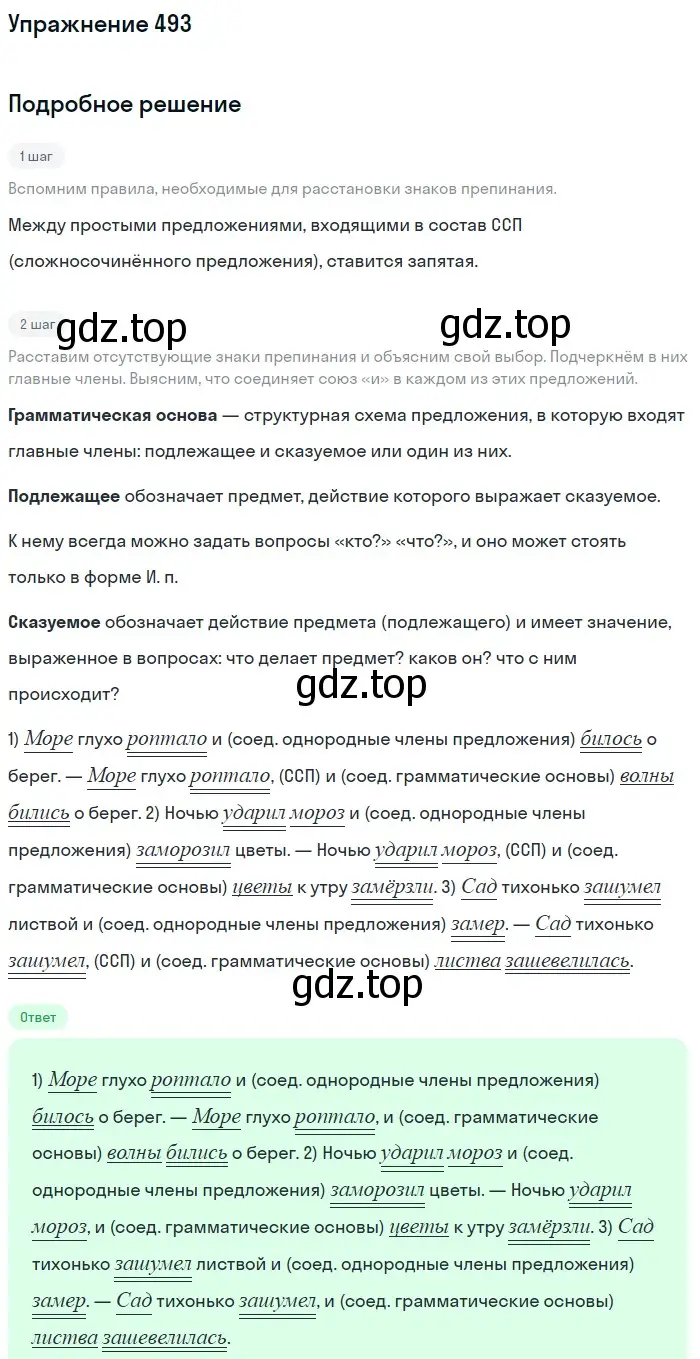 Решение номер 493 (страница 42) гдз по русскому языку 5 класс Разумовская, Львова, учебник 2 часть