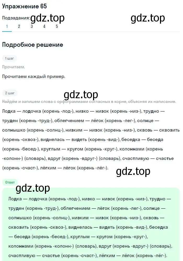 Решение номер 65 (страница 29) гдз по русскому языку 5 класс Разумовская, Львова, учебник 1 часть