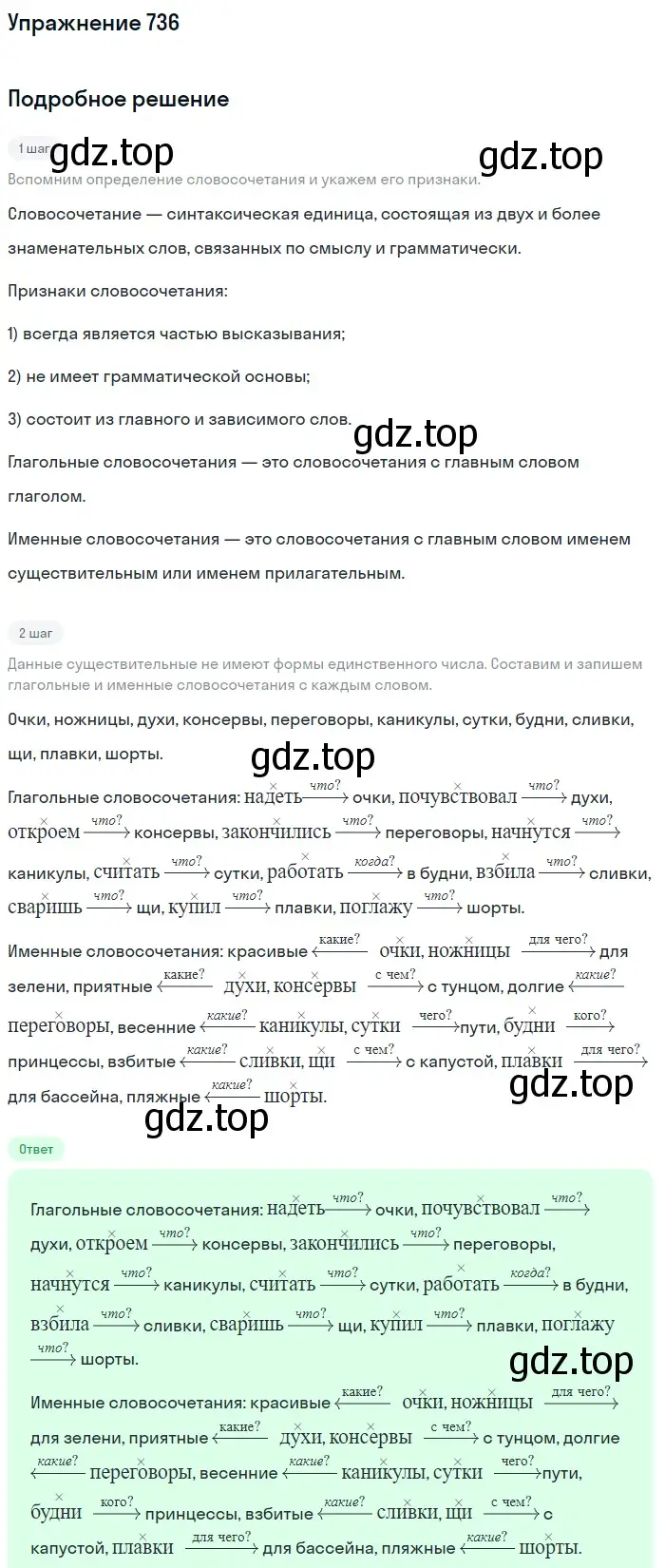 Решение номер 736 (страница 119) гдз по русскому языку 5 класс Разумовская, Львова, учебник 2 часть