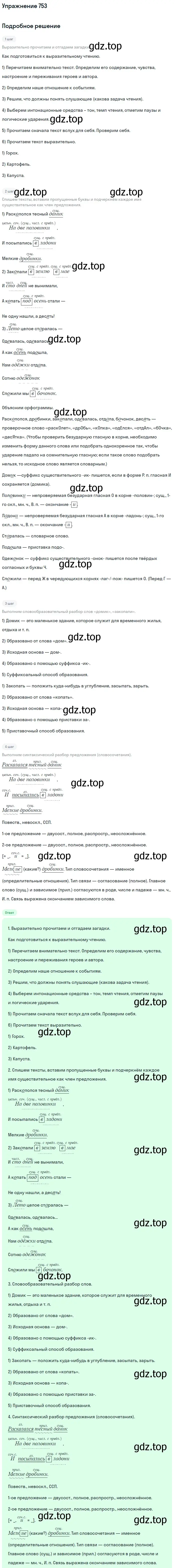Решение номер 753 (страница 124) гдз по русскому языку 5 класс Разумовская, Львова, учебник 2 часть