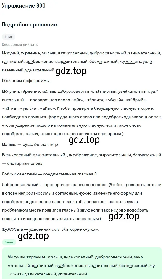 Решение номер 800 (страница 140) гдз по русскому языку 5 класс Разумовская, Львова, учебник 2 часть