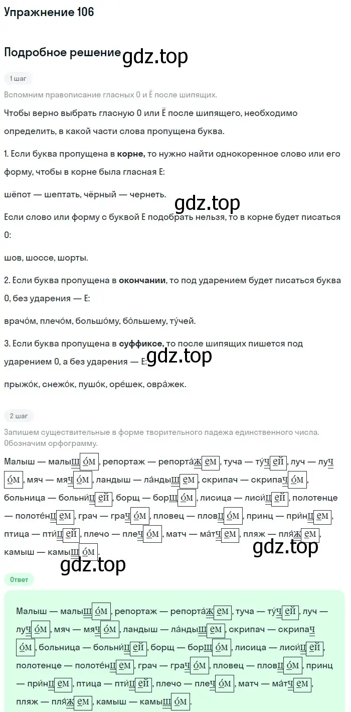 Решение номер 106 (страница 165) гдз по русскому языку 5 класс Шмелев, Флоренская, учебник 2 часть