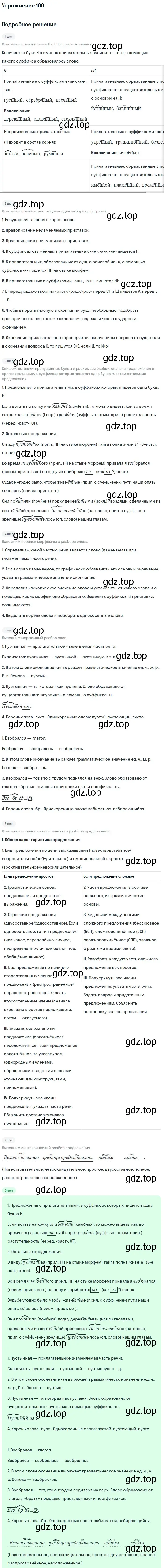 Решение номер 100 (страница 246) гдз по русскому языку 5 класс Шмелев, Флоренская, учебник 2 часть