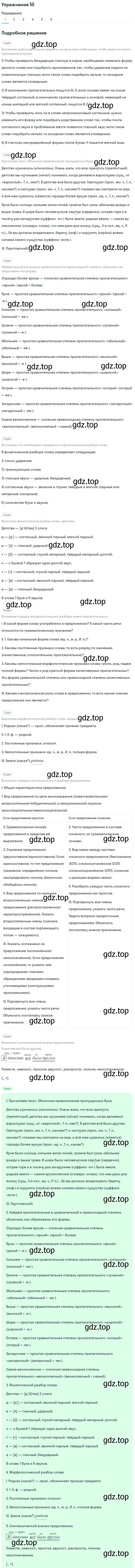 Решение номер 55 (страница 223) гдз по русскому языку 5 класс Шмелев, Флоренская, учебник 2 часть