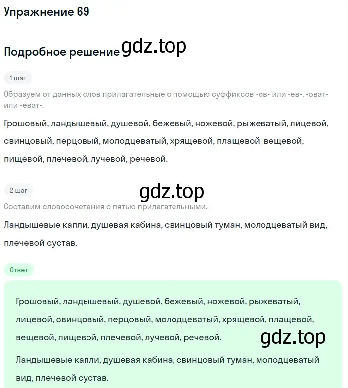 Решение номер 69 (страница 229) гдз по русскому языку 5 класс Шмелев, Флоренская, учебник 2 часть