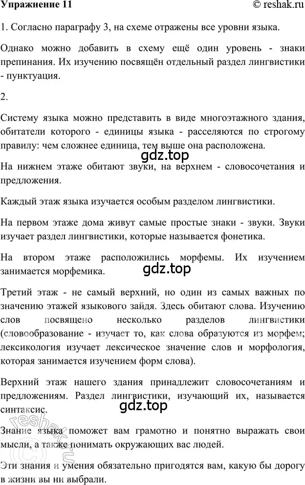 Решение 2. номер 11 (страница 73) гдз по русскому языку 5 класс Шмелев, Флоренская, учебник 1 часть