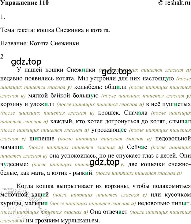 Решение 2. номер 110 (страница 134) гдз по русскому языку 5 класс Шмелев, Флоренская, учебник 1 часть