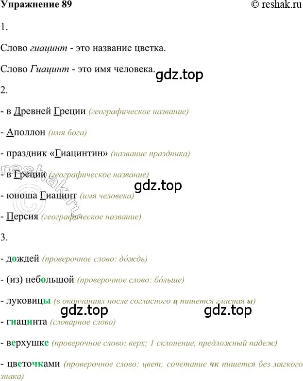 Решение 2. номер 89 (страница 119) гдз по русскому языку 5 класс Шмелев, Флоренская, учебник 1 часть