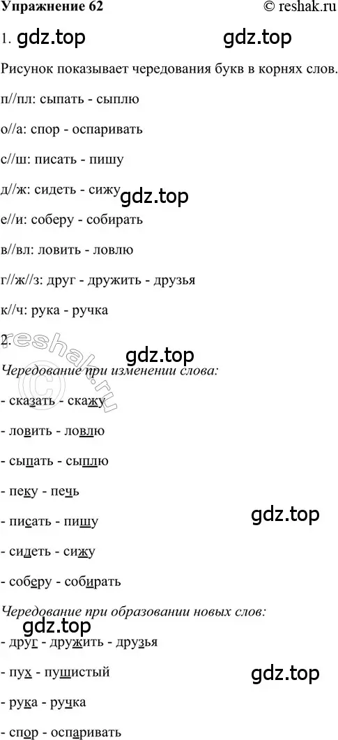 Решение 2. номер 62 (страница 170) гдз по русскому языку 5 класс Шмелев, Флоренская, учебник 1 часть