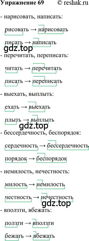 Решение 2. номер 69 (страница 174) гдз по русскому языку 5 класс Шмелев, Флоренская, учебник 1 часть