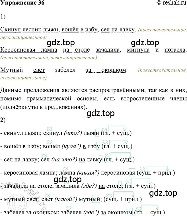 Решение 2. номер 36 (страница 37) гдз по русскому языку 5 класс Шмелев, Флоренская, учебник 2 часть