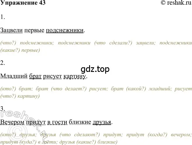 Решение 2. номер 43 (страница 42) гдз по русскому языку 5 класс Шмелев, Флоренская, учебник 2 часть