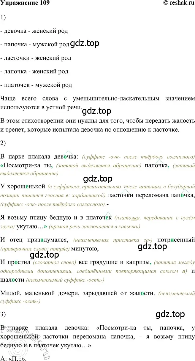 Решение 2. номер 109 (страница 166) гдз по русскому языку 5 класс Шмелев, Флоренская, учебник 2 часть