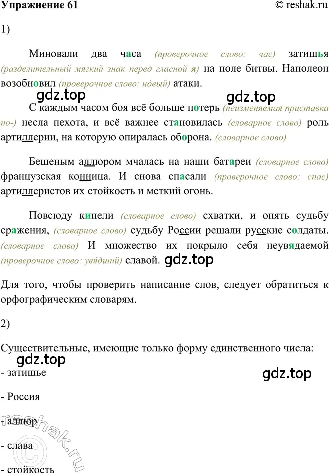 Решение 2. номер 61 (страница 142) гдз по русскому языку 5 класс Шмелев, Флоренская, учебник 2 часть