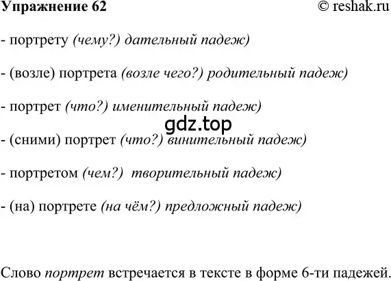 Решение 2. номер 62 (страница 143) гдз по русскому языку 5 класс Шмелев, Флоренская, учебник 2 часть