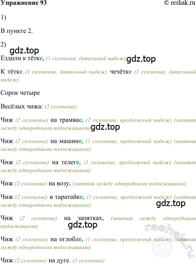 Решение 2. номер 93 (страница 159) гдз по русскому языку 5 класс Шмелев, Флоренская, учебник 2 часть