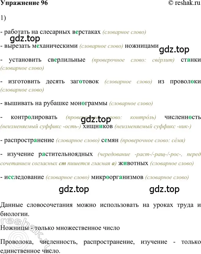 Решение 2. номер 96 (страница 160) гдз по русскому языку 5 класс Шмелев, Флоренская, учебник 2 часть